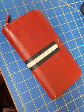 Prada Red Zip-Around Leather Wallet Pre-Loved